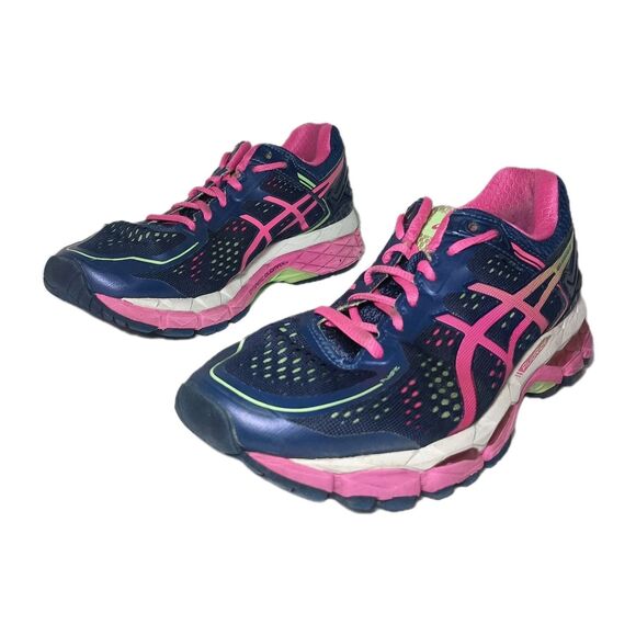 ASICS Gel Kayano 22 Women US 7 Running Sneakers T597N Navy Pink Shoes Athleisure - Picture 2 of 14